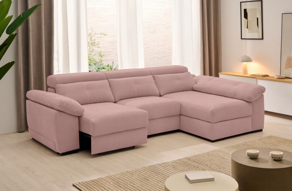 Sofá chaise longue de tela Crown eléctrico de Stylekomfort - principal