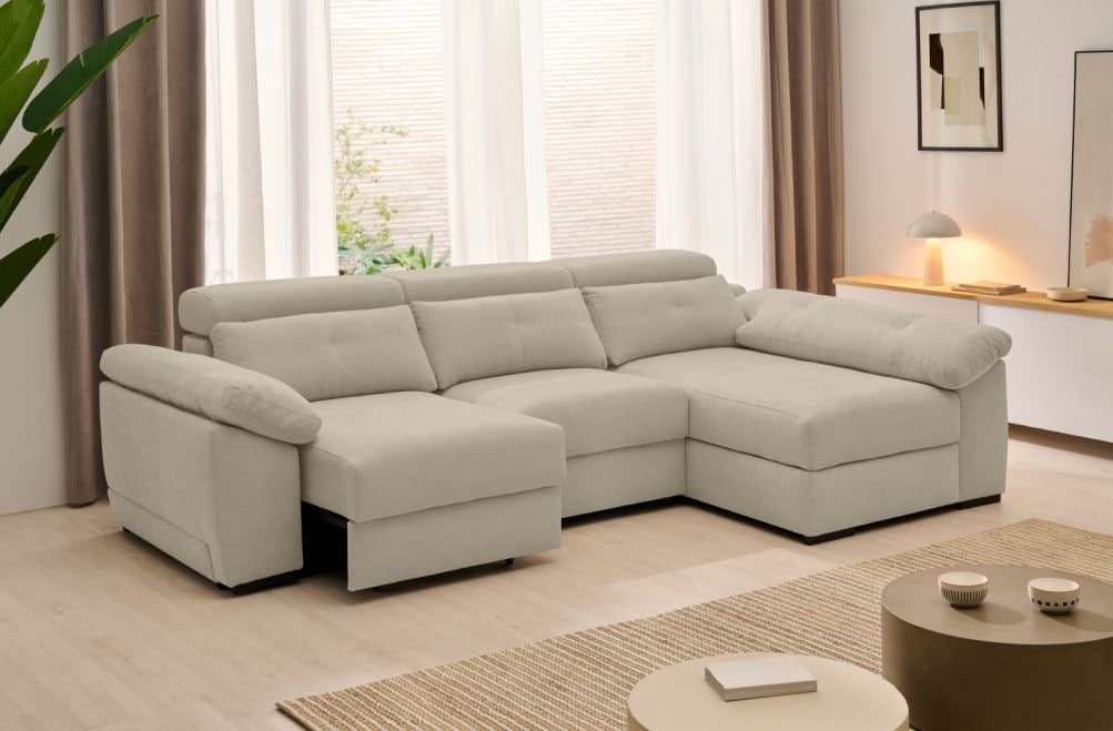 Sofá chaise longue de tela Crown eléctrico de Stylekomfort - principal
