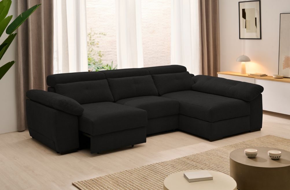 Sofá chaise longue de tela Crown eléctrico de Stylekomfort - principal