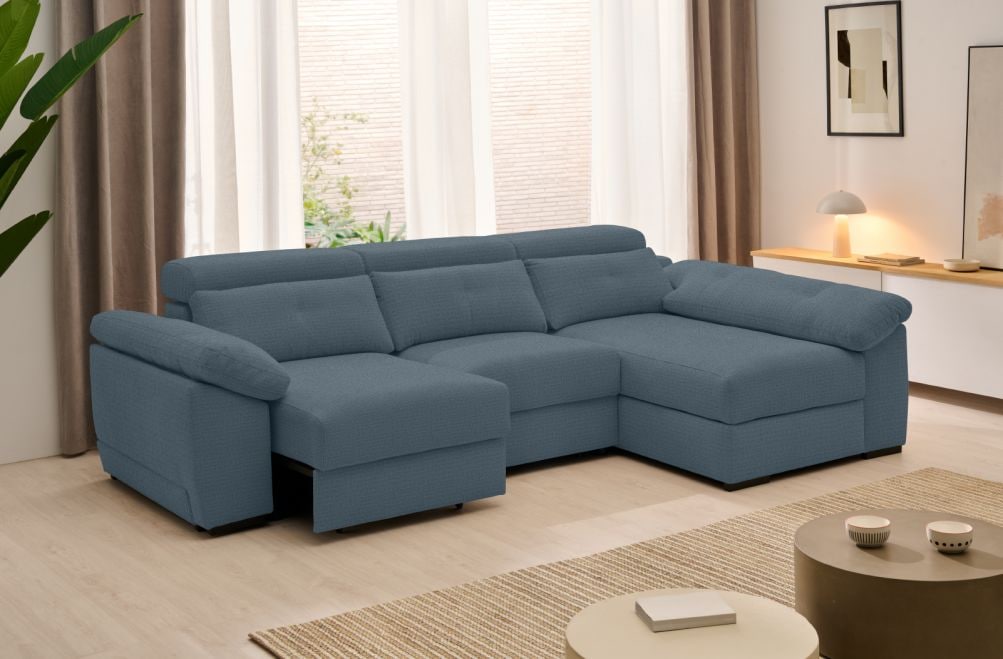 Sofá chaise longue de tela Crown eléctrico de Stylekomfort - principal