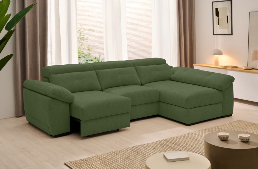 Sofá chaise longue de tela Crown eléctrico de Stylekomfort - principal