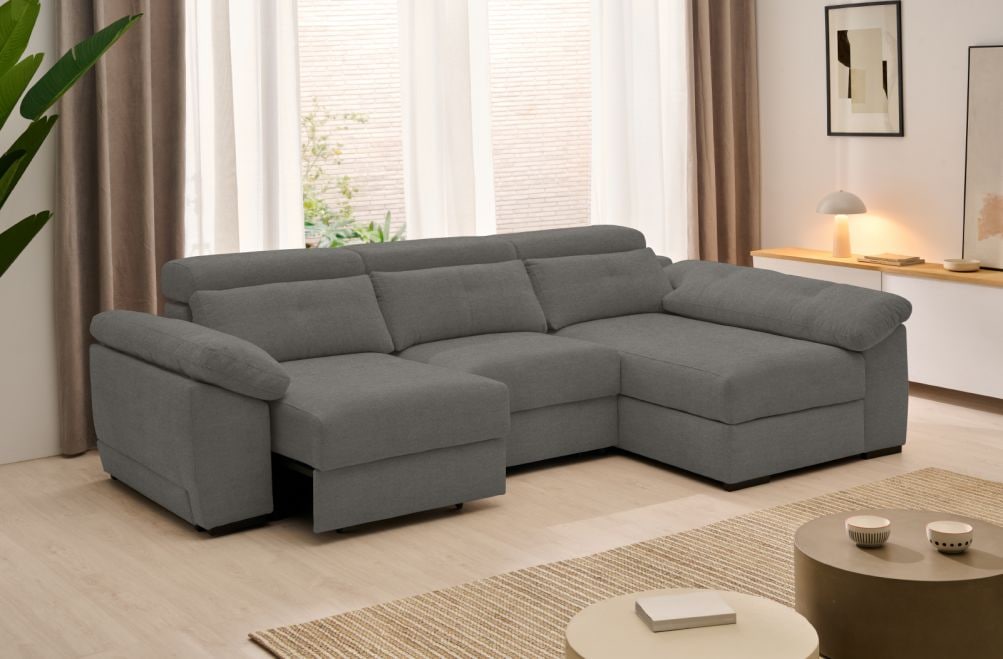 Sofá chaise longue de tela Crown eléctrico de Stylekomfort - principal