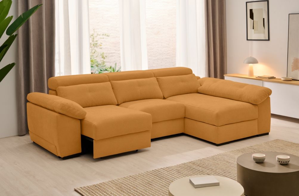 Sofá chaise longue de tela Crown eléctrico de Stylekomfort - principal