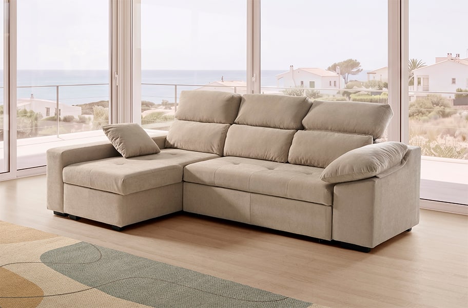 Sofá cama de tela Ona de HOME - principal
