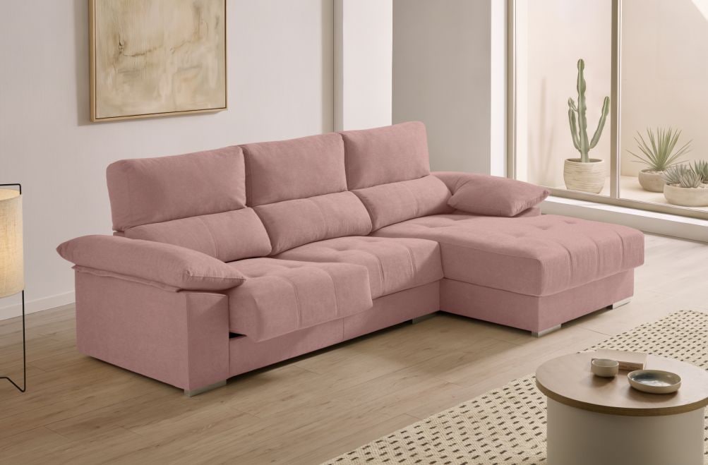 Sofá chaise longue de tela Alvar de HOME - principal