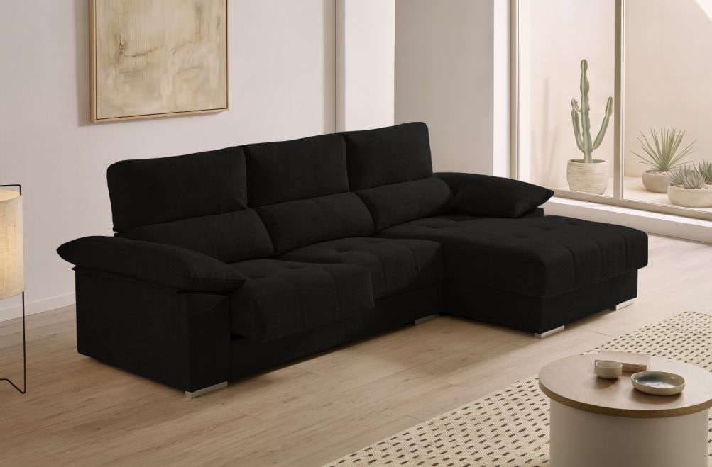 Sofá chaise longue de tela Alvar de HOME - principal
