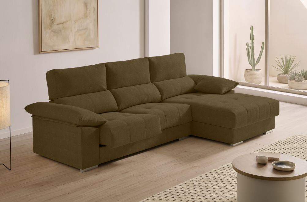 Sofá chaise longue de tela Alvar de HOME - principal