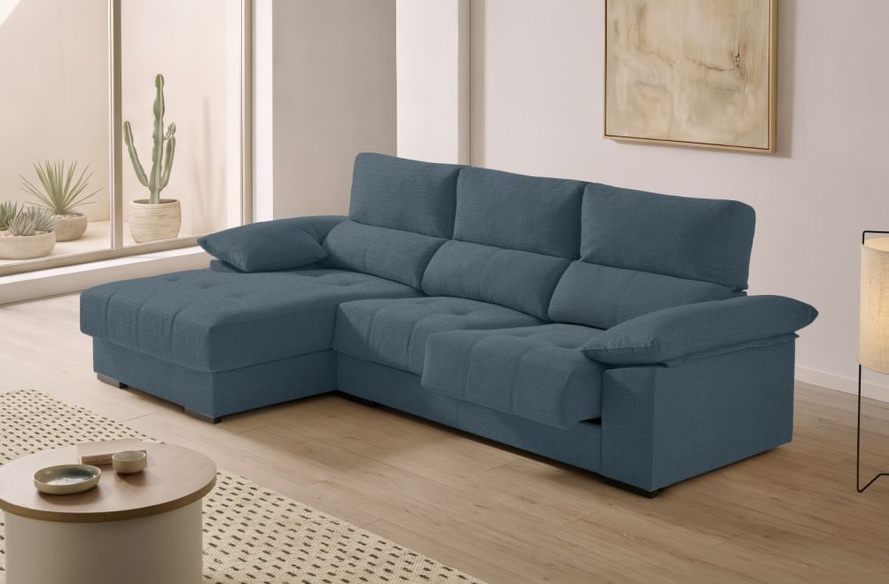 Sofá chaise longue de tela Alvar de HOME - principal