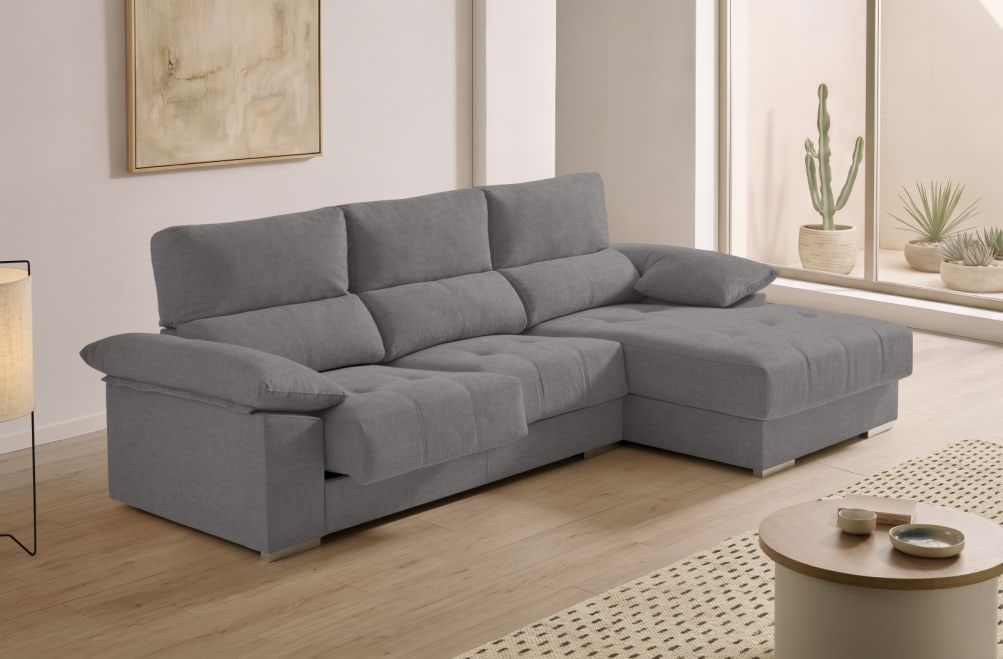 Sofá chaise longue de tela Alvar de HOME