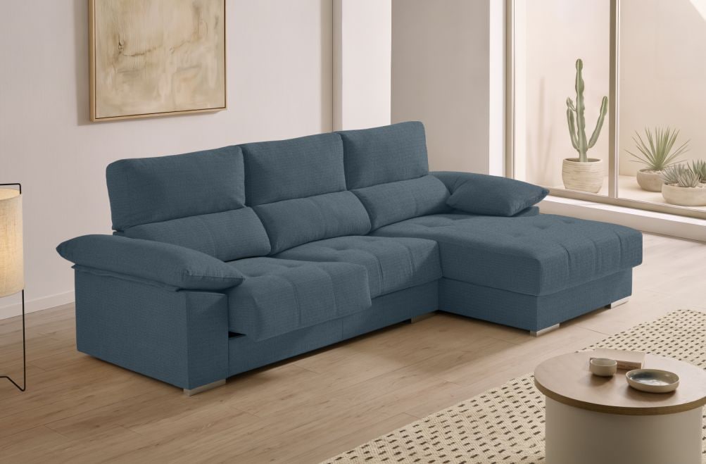 Sofá chaise longue de tela Alvar de HOME - principal