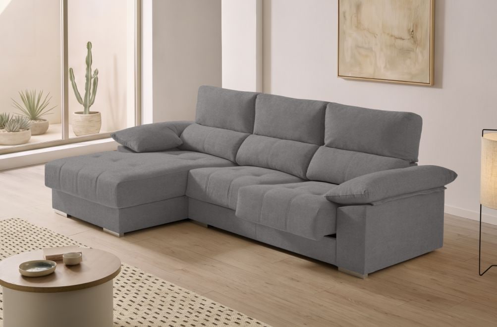 Sofá chaise longue de tela Alvar de HOME - principal