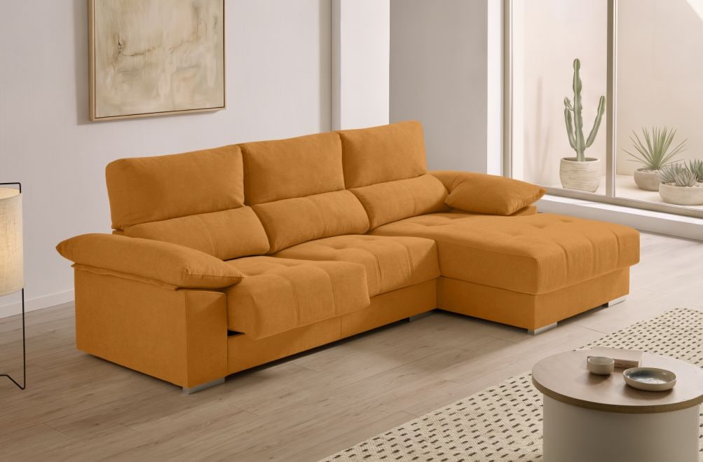 Sofá chaise longue de tela Alvar de HOME - principal