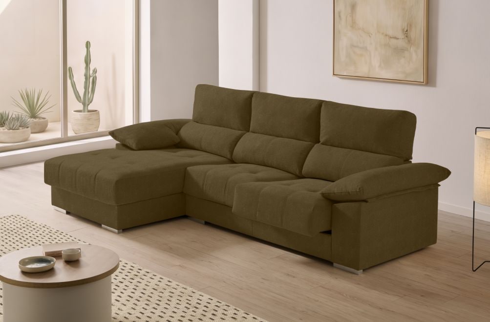 Sofá chaise longue de tela Alvar de HOME - principal