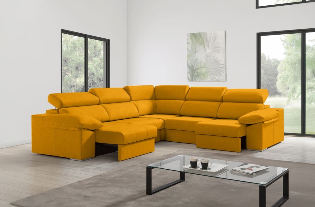 Sofá rinconera de tela Esmeralda XL de HOME - principal