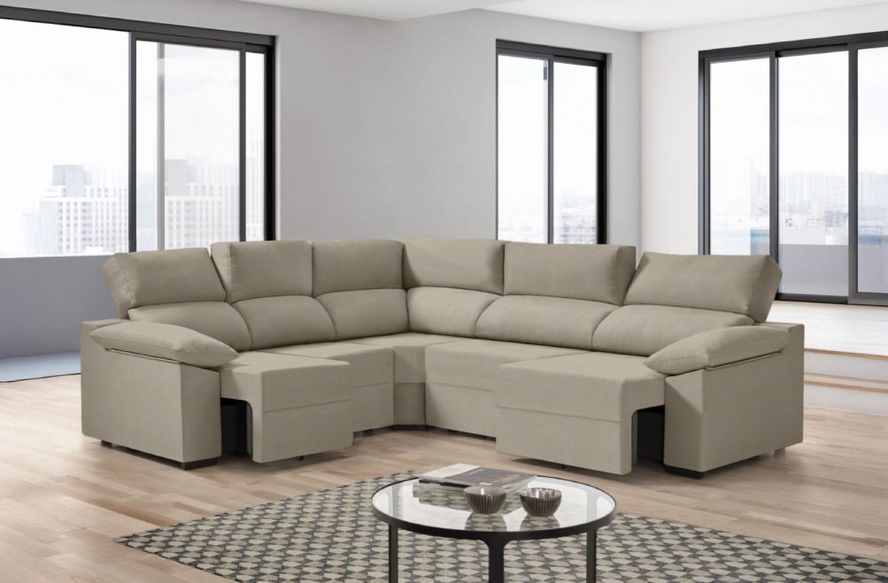 Sofá rinconera de tela Dener XL de HOME - principal