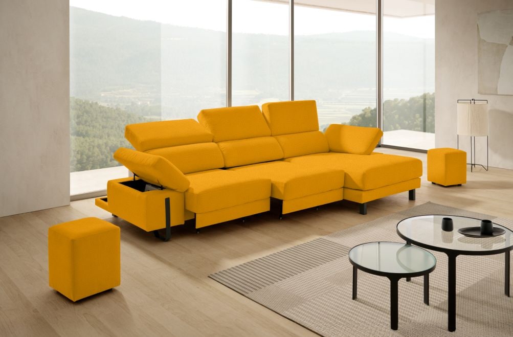 Sofá chaise longue de tela Freya de Stylekomfort - principal