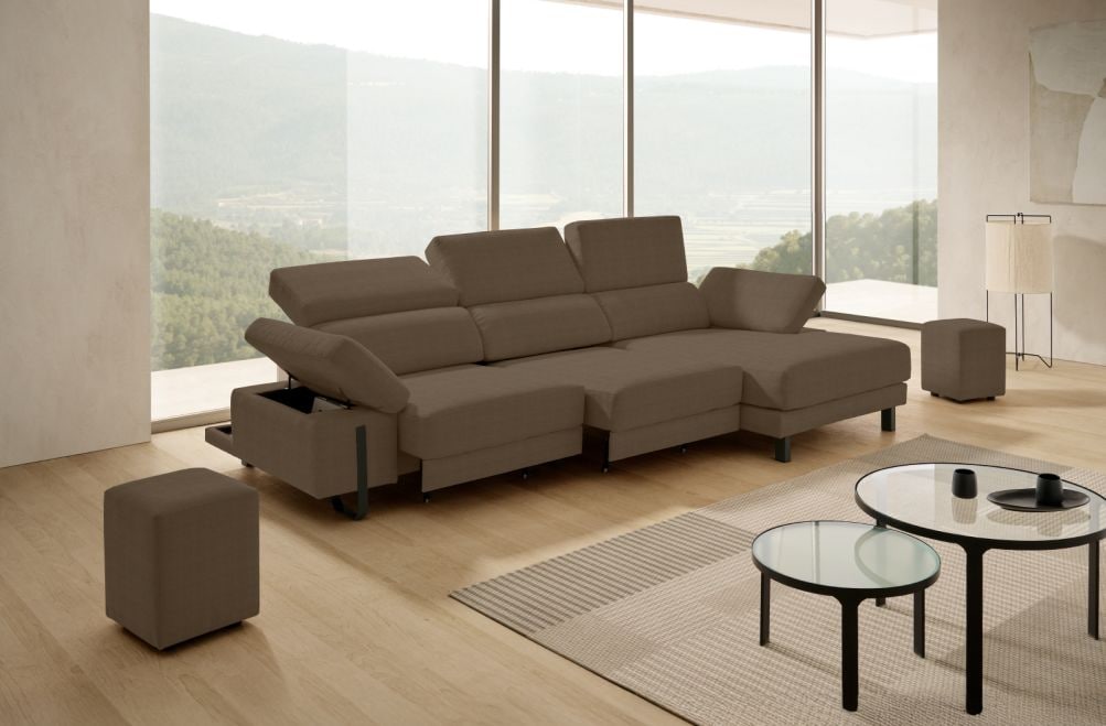 Sofá chaise longue de tela Freya de Stylekomfort - principal