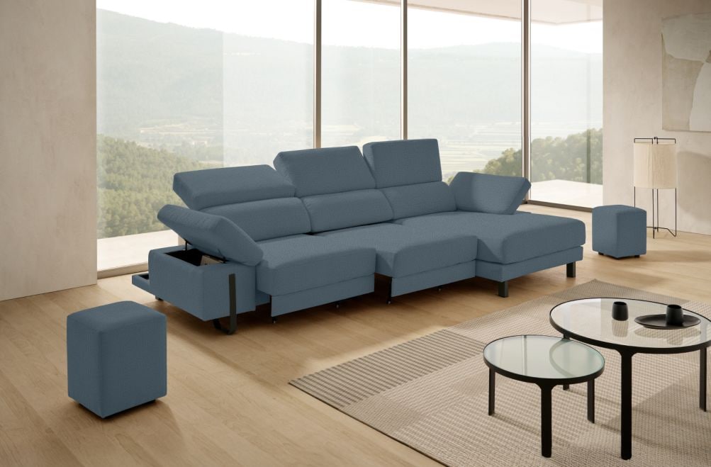 Sofá chaise longue de tela Freya de Stylekomfort - principal