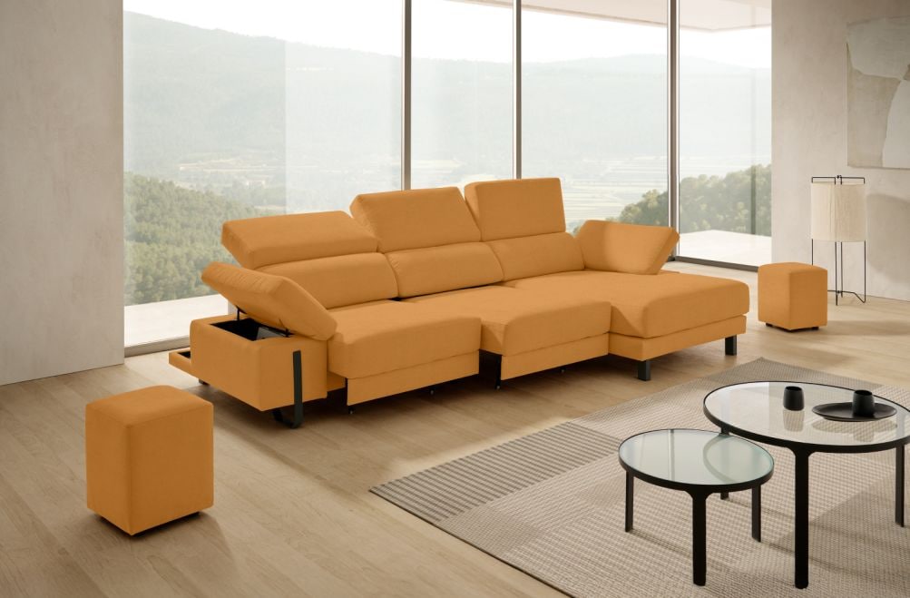 Sofá chaise longue de tela Freya de Stylekomfort - principal