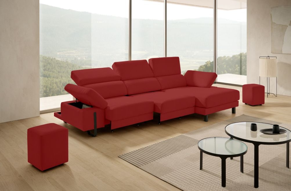 Sofá chaise longue de tela Freya de Stylekomfort - principal