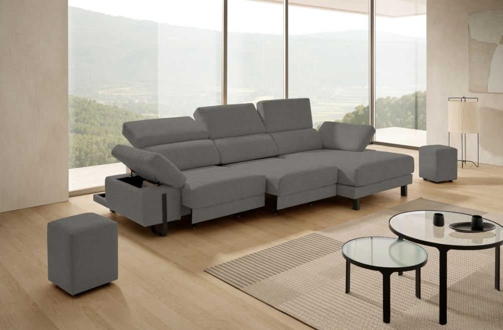 Sofá chaise longue de tela Freya de Stylekomfort - principal