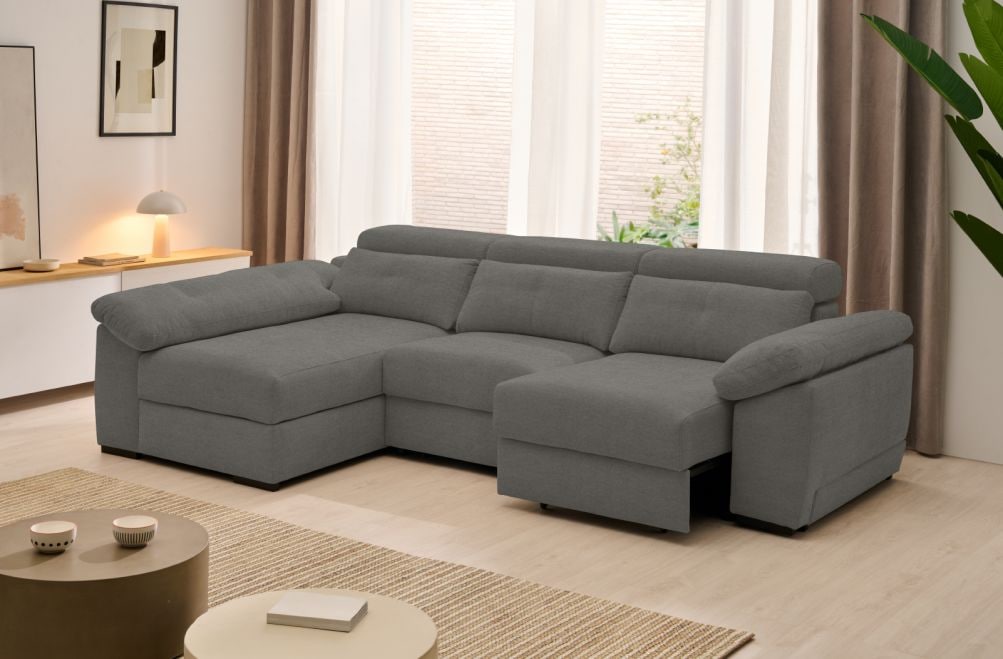 Sofá chaise longue de tela Crown eléctrico de Stylekomfort - principal