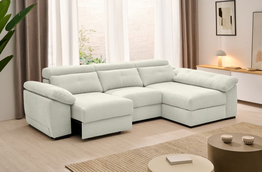 Sofá chaise longue de tela Crown eléctrico de Stylekomfort - principal