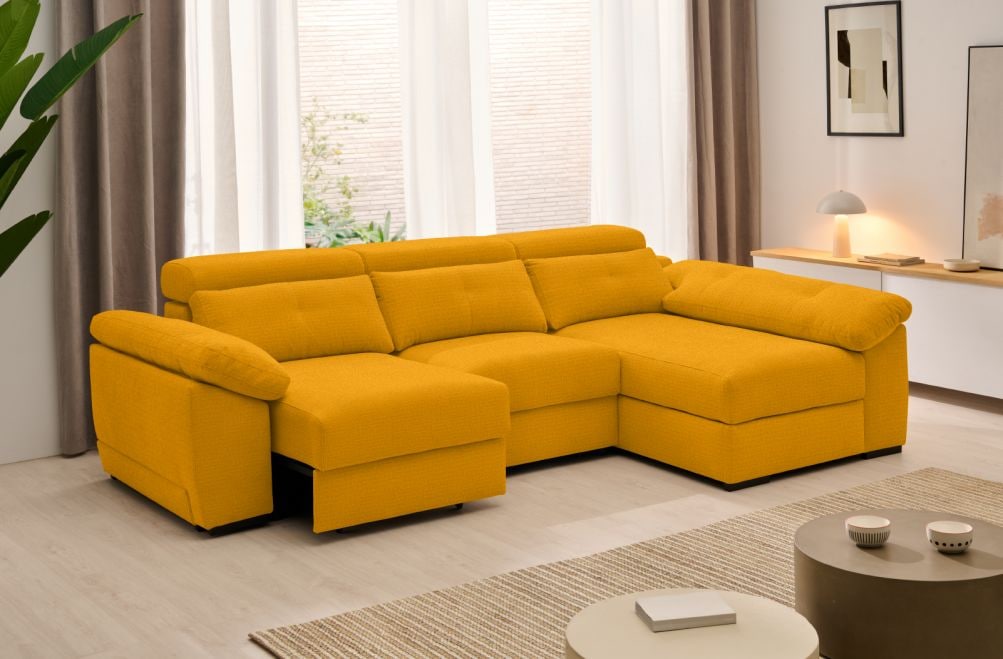 Sofá chaise longue de tela Crown eléctrico de Stylekomfort - principal