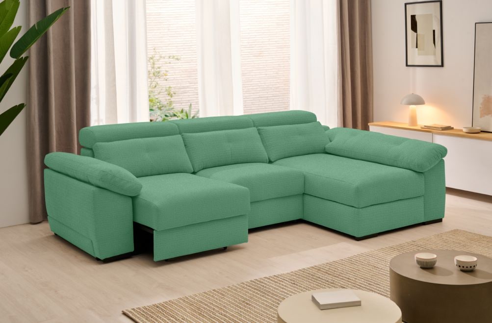 Sofá chaise longue de tela Crown eléctrico de Stylekomfort - principal