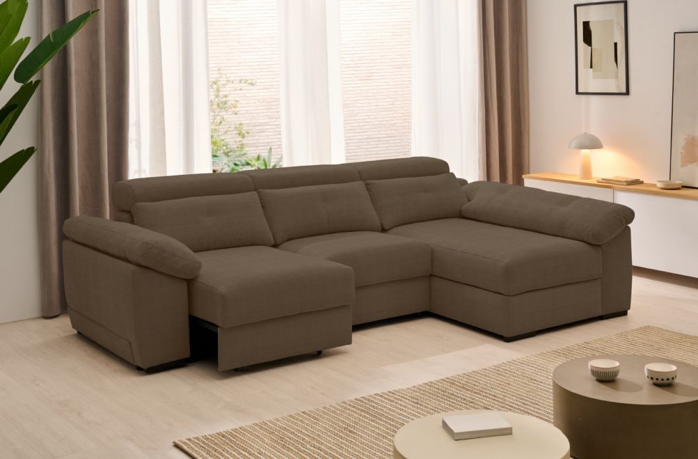 Sofá chaise longue de tela Crown eléctrico de Stylekomfort - principal