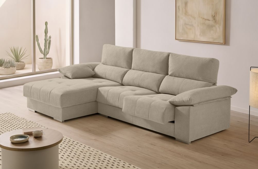 Sofá chaise longue de tela Alvar de HOME - principal