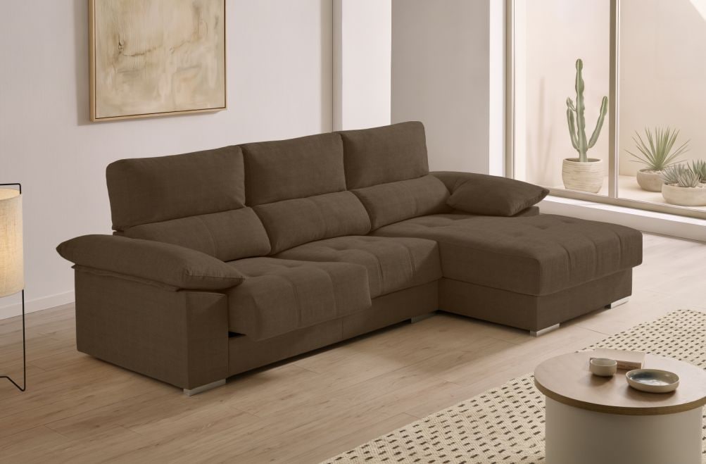 Sofá chaise longue de tela Alvar de HOME - principal