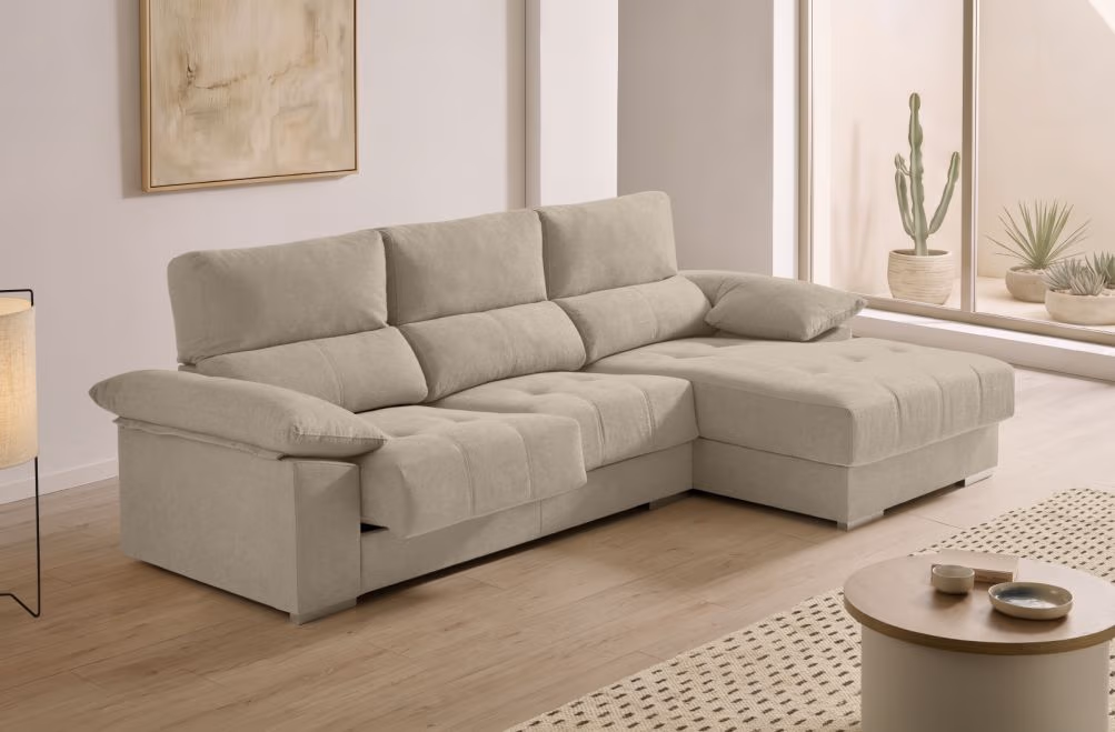 Sofá chaise longue de tela Alvar de HOME - principal