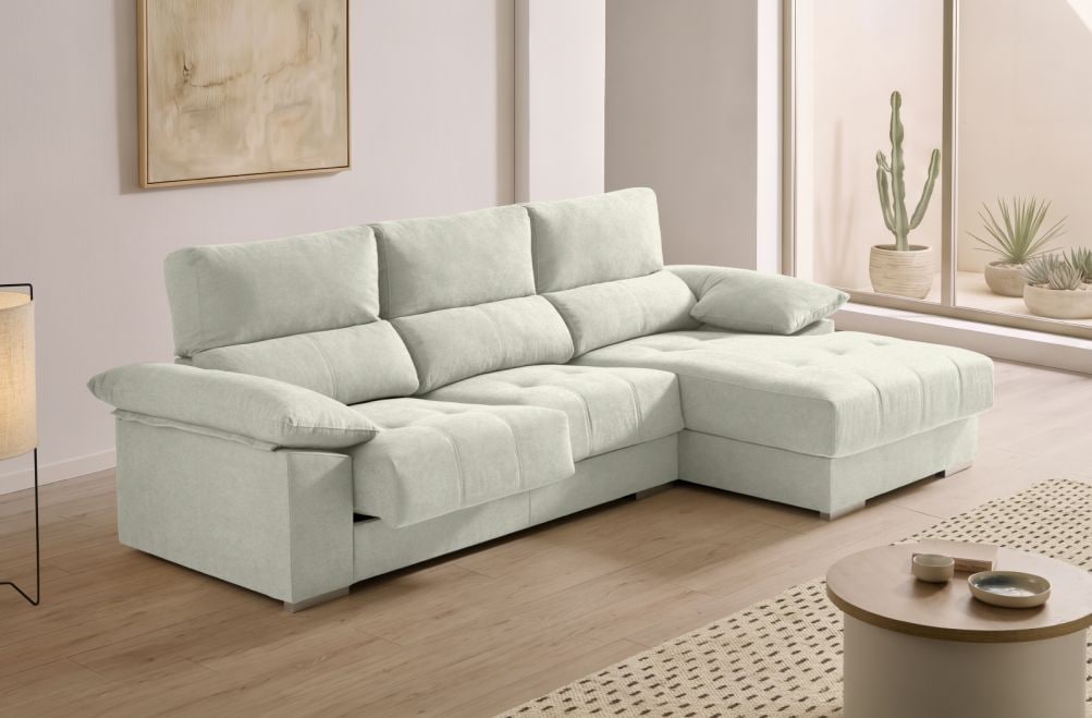 Sofá chaise longue de tela Alvar de HOME - principal