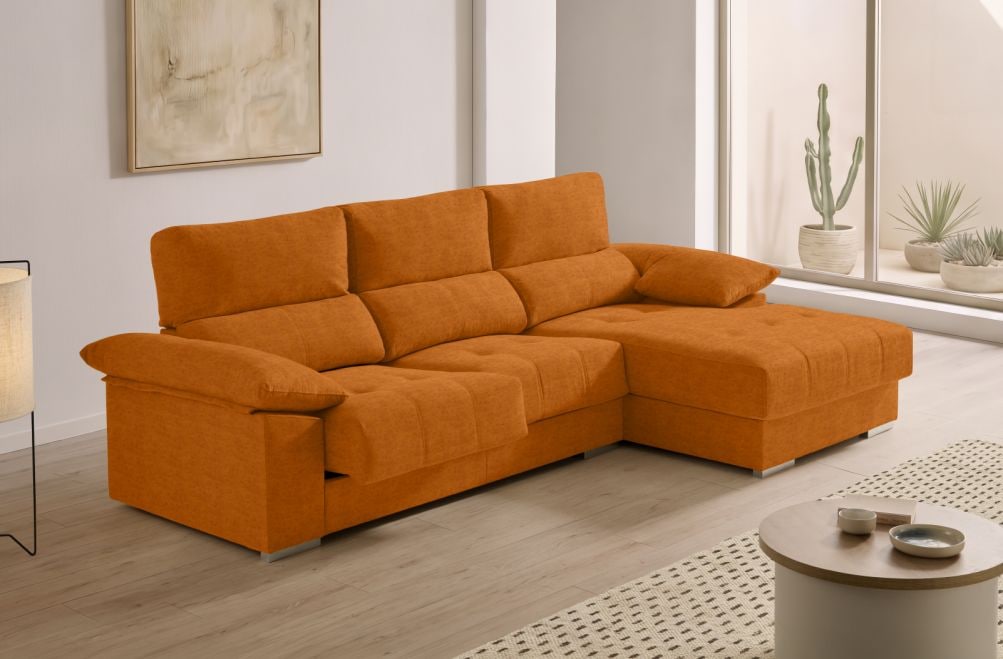 Sofá chaise longue de tela Alvar de HOME - principal