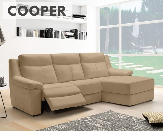 Sofá chaise longue relax de piel Cooper de Losbu - La Tienda HOME