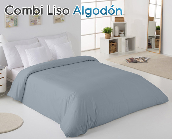 Funda Nórdica Algodón Combi Color Liso de HOME