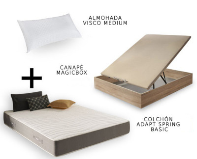 Colchón Memory Adapt Spring Basic con canapé y almohadas